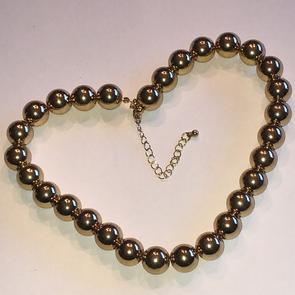 Elegant Gold Tone Chunky Retro Boho Beaded Necklace - Picture 4 of 5